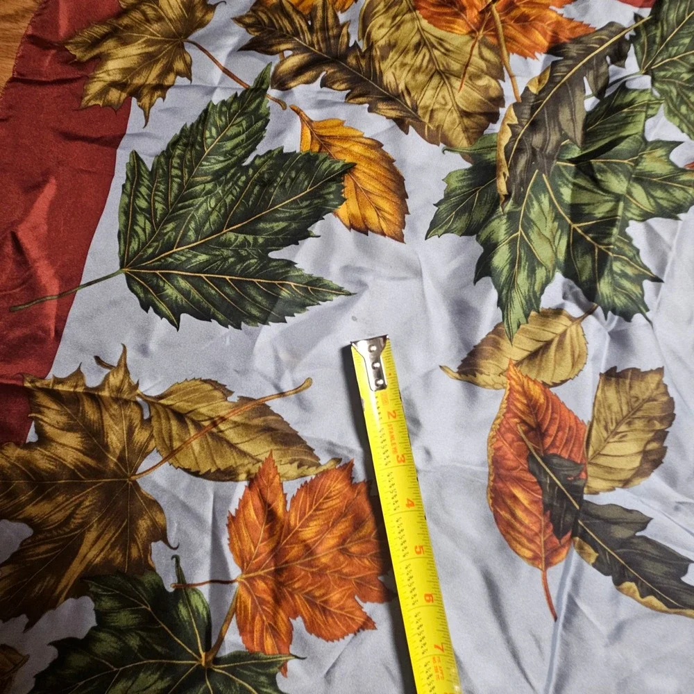 Echo Silk Square Scarf Autumn Leaves Foliage Botanical Print 35x35 Cottagecore